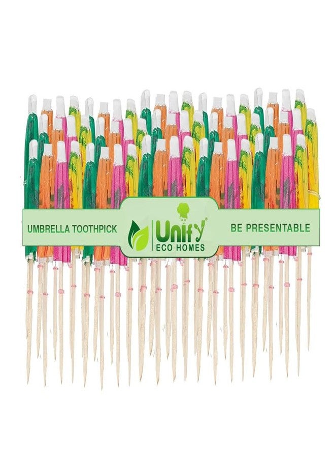Unify EcoHomes 50 Pieces Umbrella Toothpick | Tropical Hawaiian Topper | Wooden Bamboo Luau Sticks | Cocktail Decorative | Snack Cakes Fruit Bar Café Home Party Supplies - Image 5